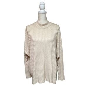 LOFT Loft Outlet mock neck cream sweater top shirt long long sleeve XL